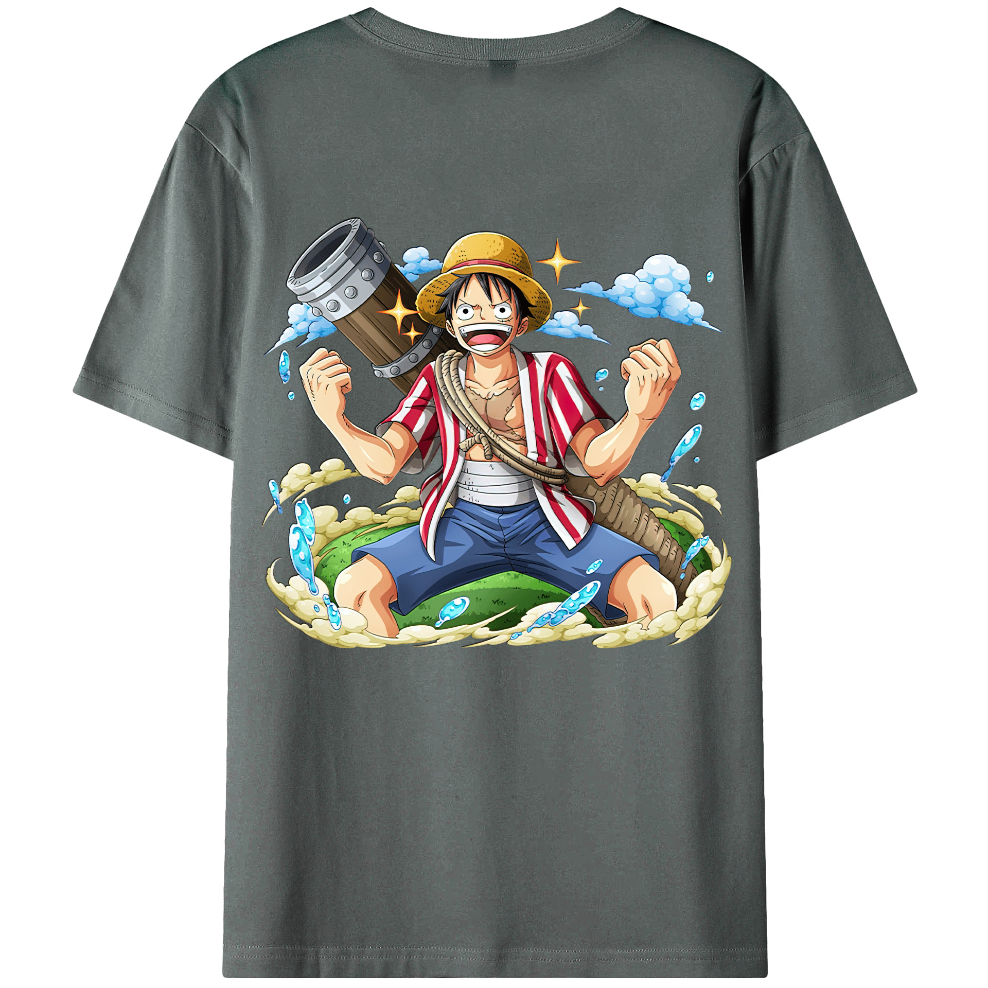 ワンピース モンキー・D・ルフィ ONE PIECE Monkey D. Luffy 綿100％半袖Tシャツ（背面プリント）
